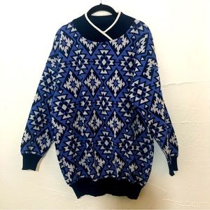 Mens Vintage Euroflash Western Tribal Print Grandpa Sweater One Size Small-Large